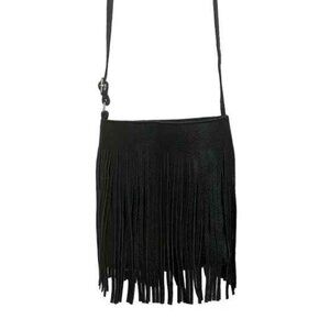 Tassel - Fringe Shoulder Bag/ SM Crossbody Bag- Black - BOHO -  70's Style - NWT